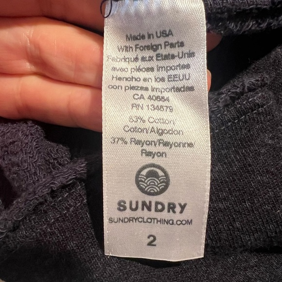 SUNDRY navy sweatshirt with embroidered red heart - Picture 4 of 5